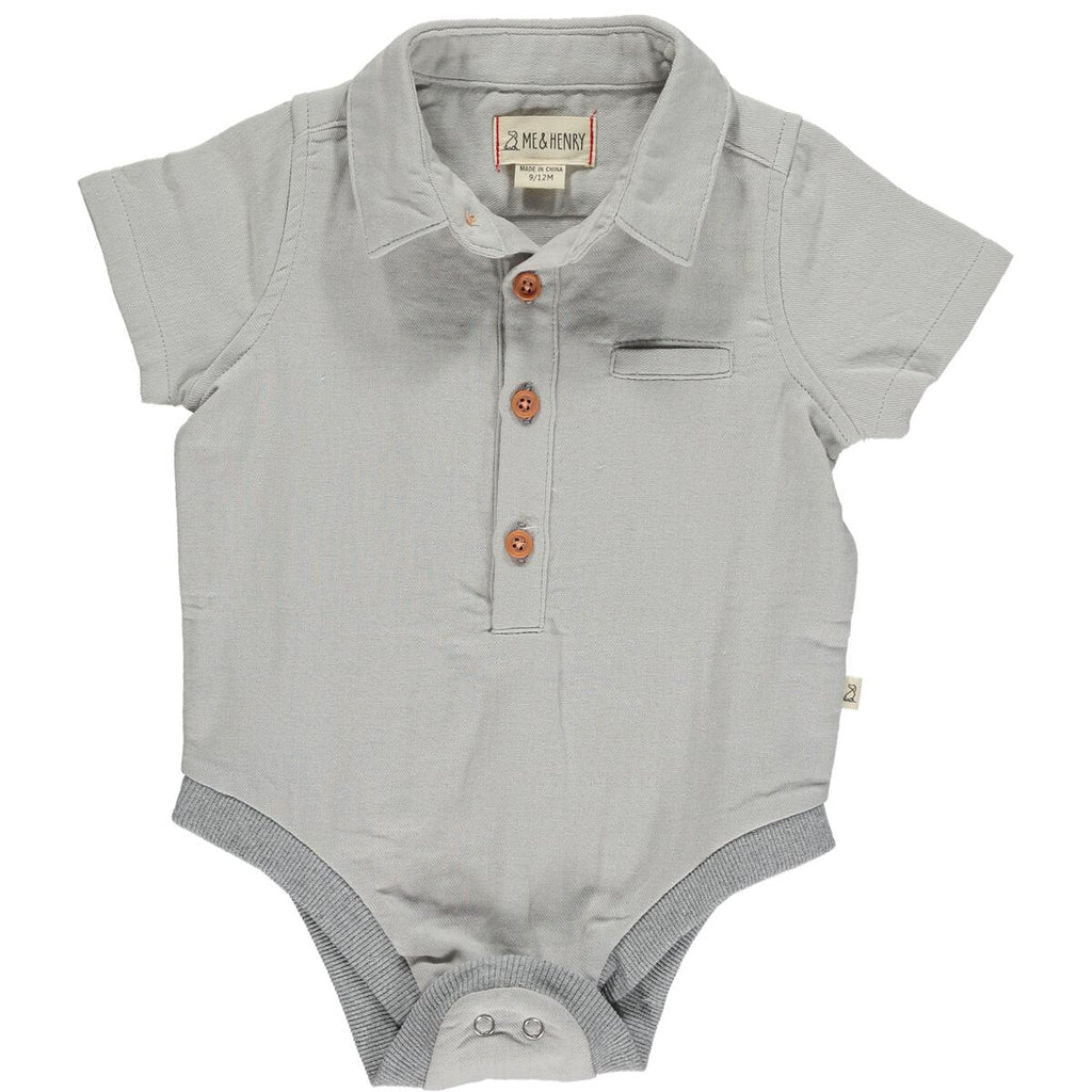 Boys Helford Lemon and Blue Stripe Woven Onesie by Me & Henry main image 1