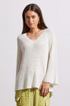 V-Neck Raglan Sweater with Bell Sleeve