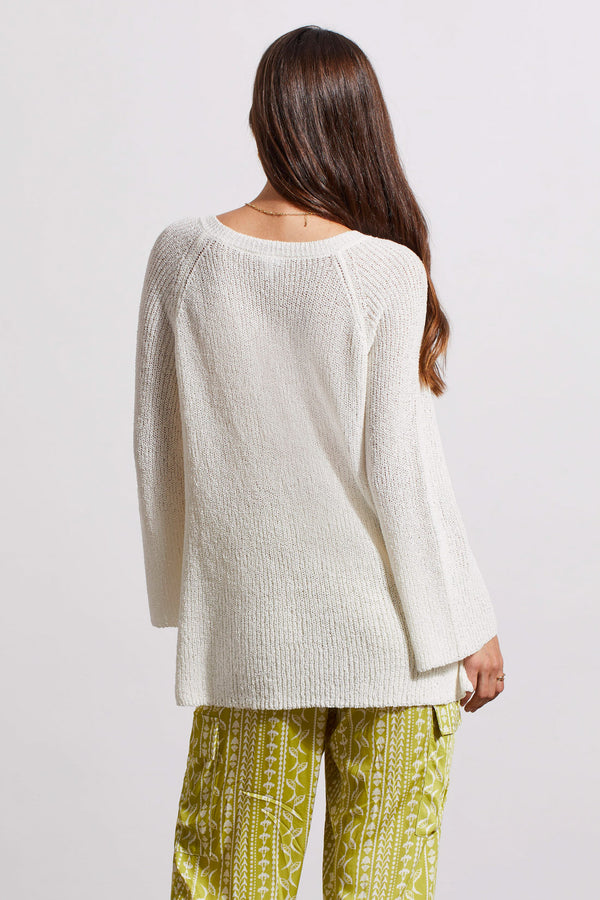 V-Neck Raglan Sweater with Bell Sleeve