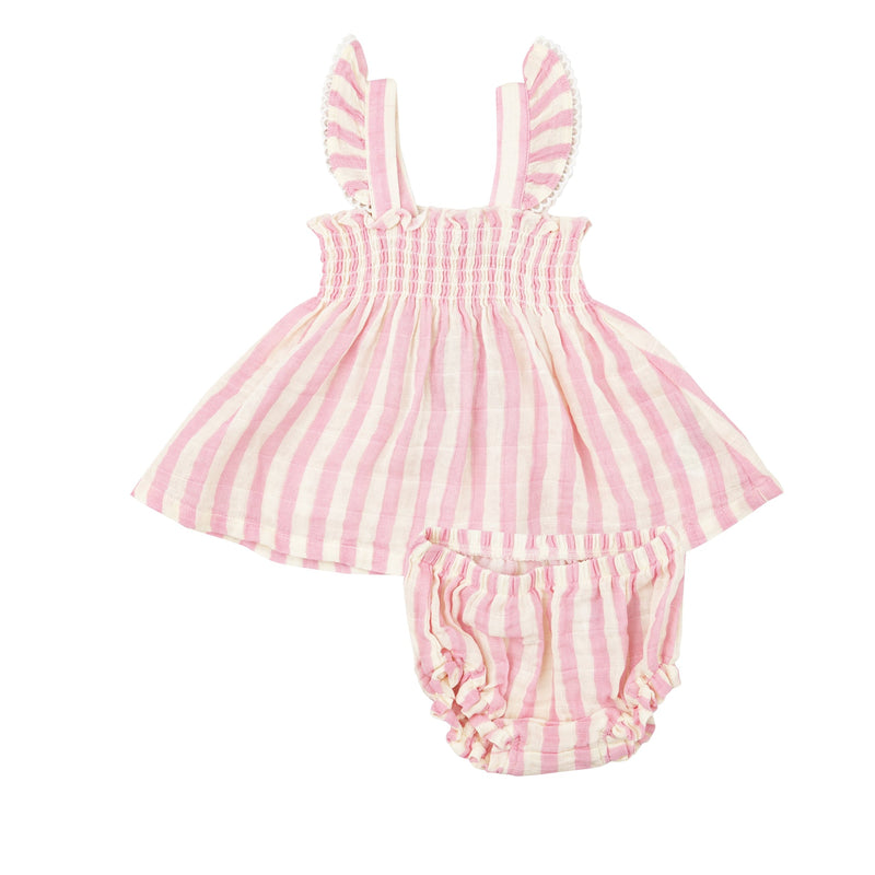 Ruffle Strap Smocked Top And Diaper Cover