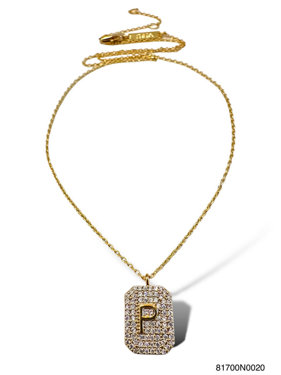 Initial Pave Tag Necklace