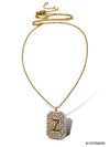 Initial Pave Tag Necklace