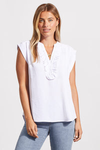 Cap-Sleeve Blouse With Notch Collar