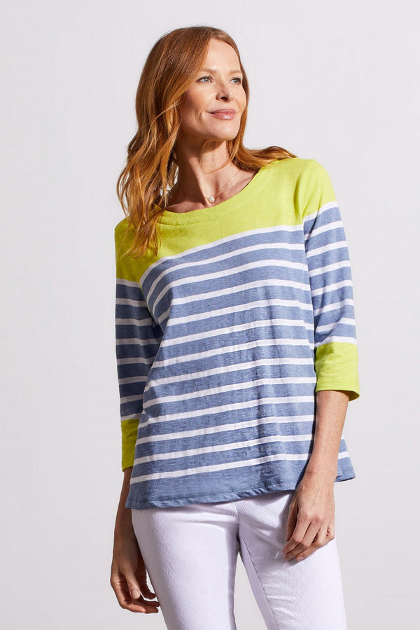 Printed Cotton Boatneck Top