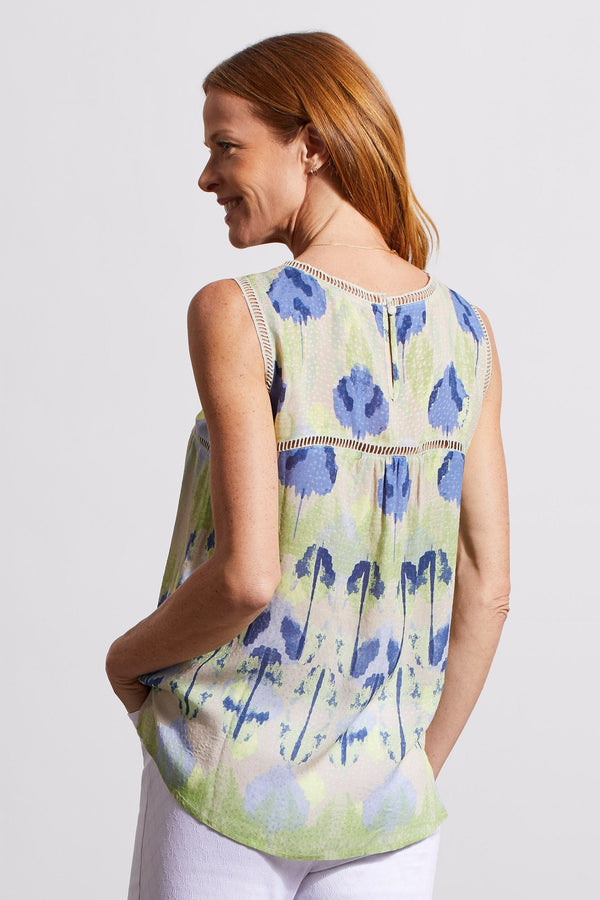 Printed Sleeveless Blouse with Ladder Details