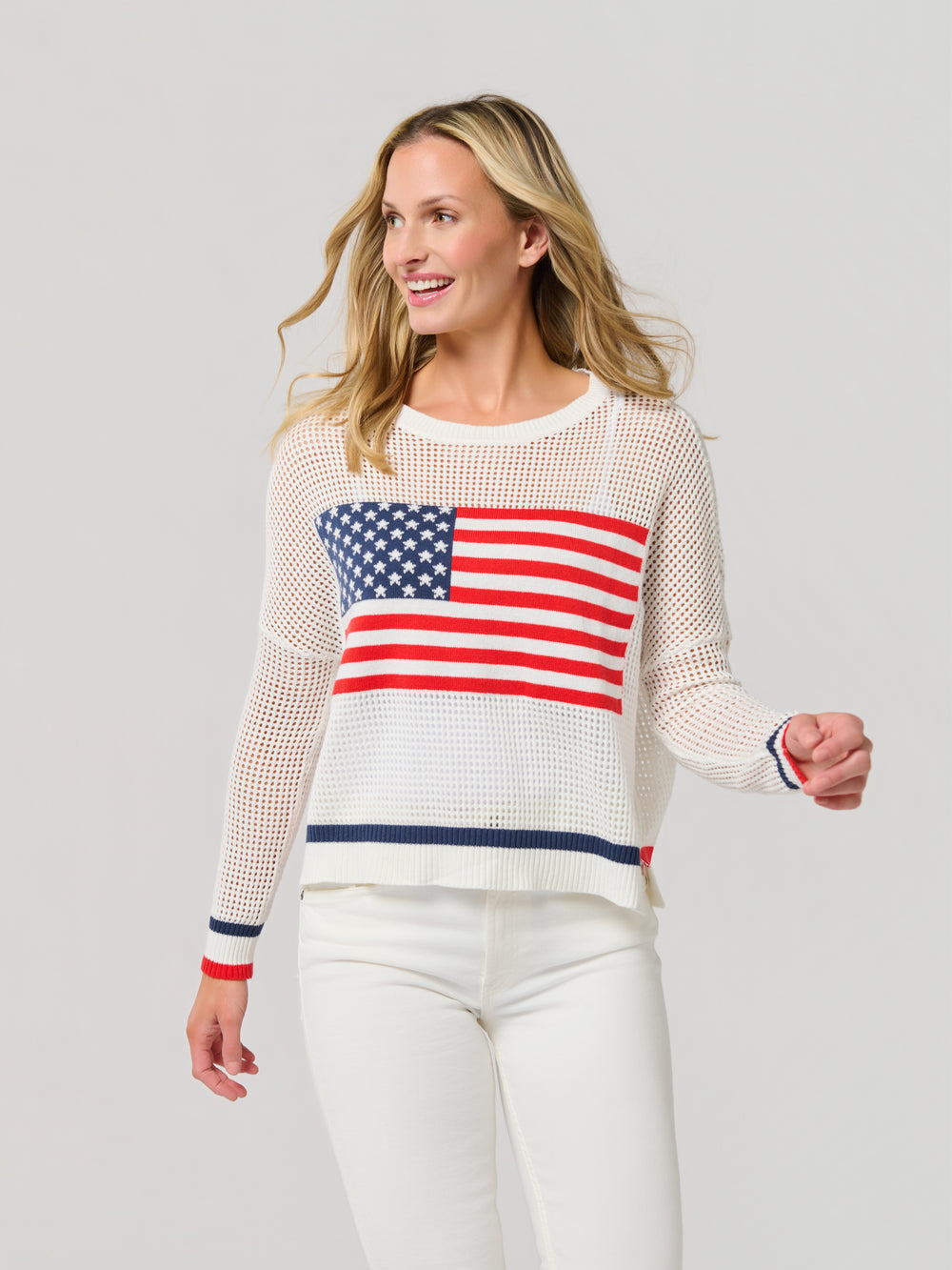 American Flag Mesh Sweater