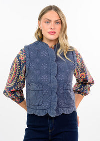 Embroidered Scalloped Vest