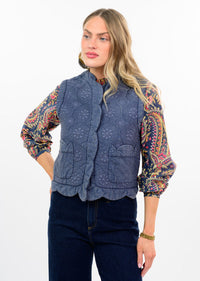 Embroidered Scalloped Vest