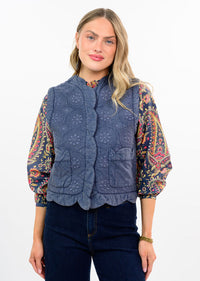 Embroidered Scalloped Vest