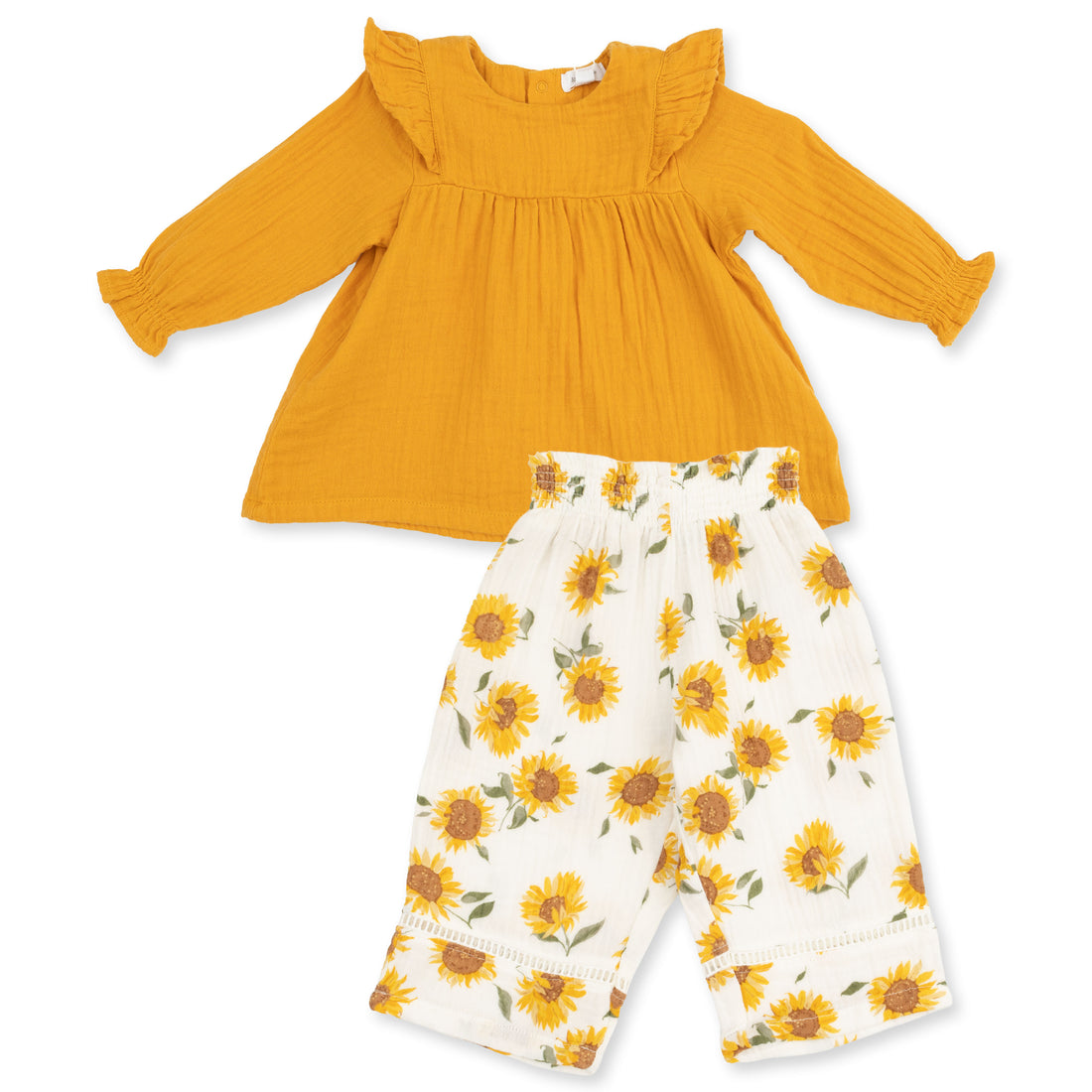 Long Sleeve Ruffle Tunic and Smocked Waist Pant