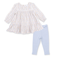 Puffed Long Sleeve Tiered Dress and Leggings
