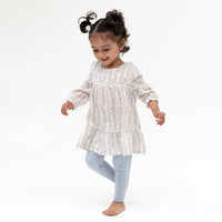 Puffed Long Sleeve Tiered Dress and Leggings