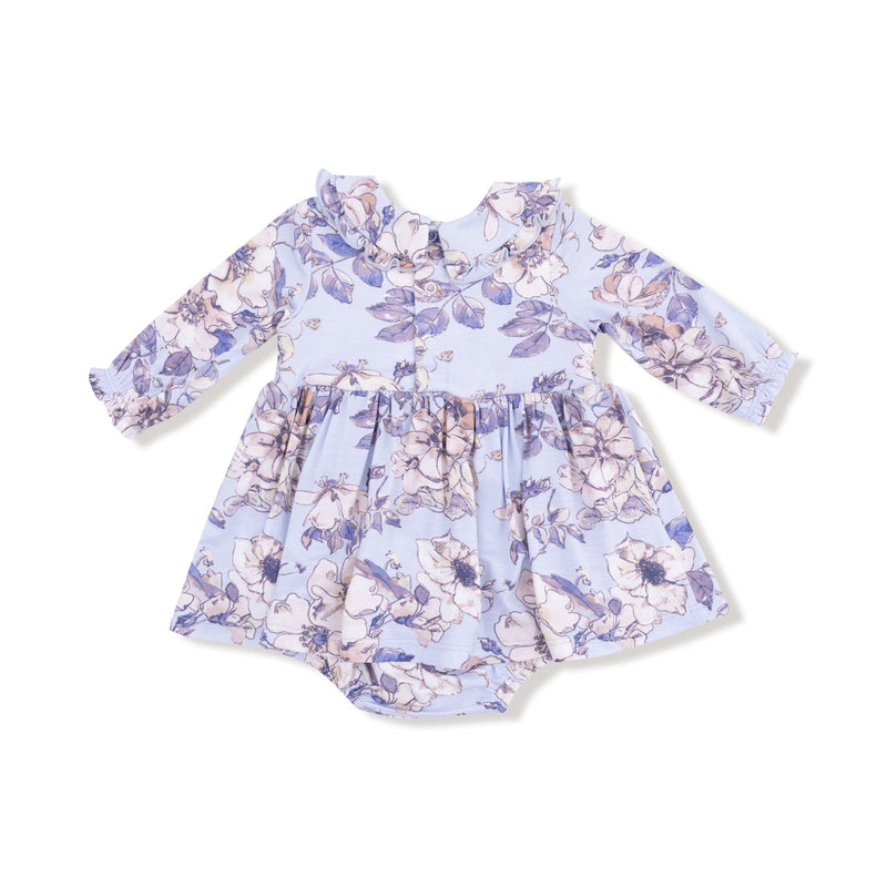 Long Sleeve Peter Pan Ruffle Collar Bubble with Skirt