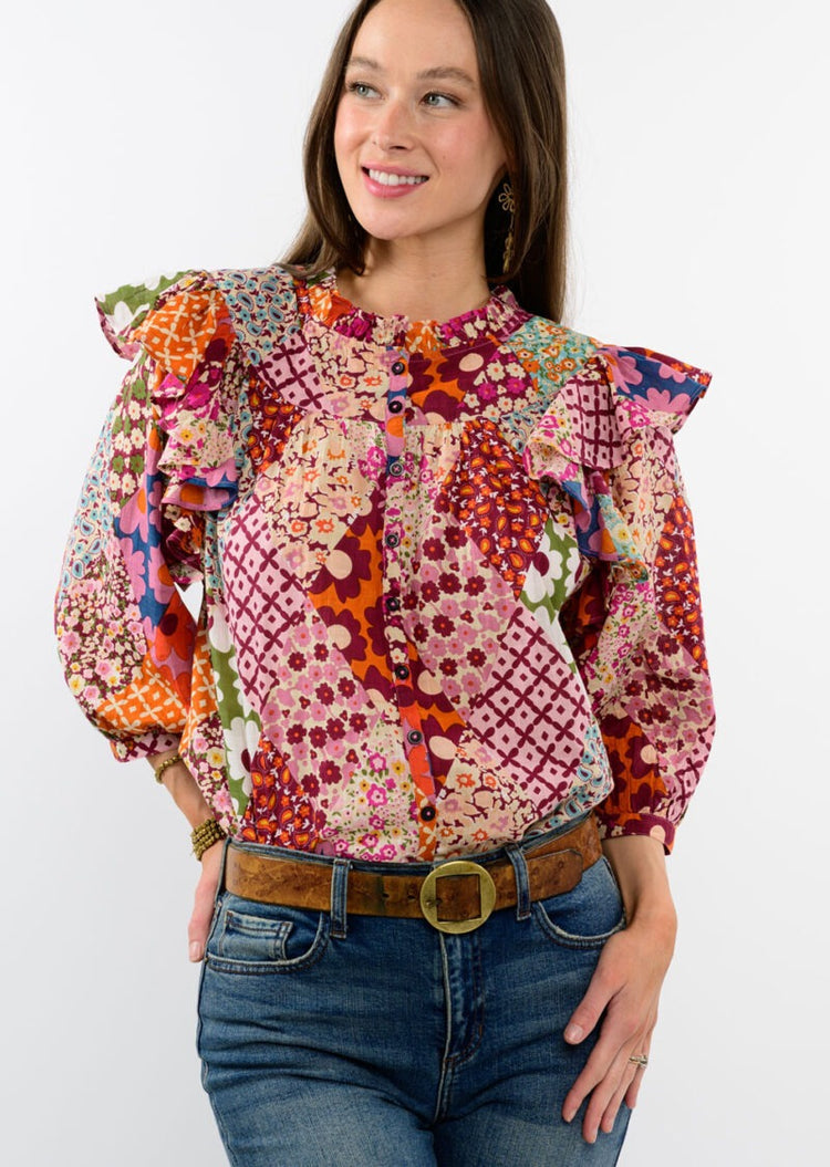 Patchwork Peasant Top