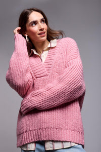 Oversized Deep V-Neck Sweater