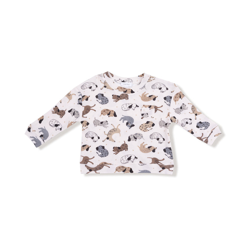 Drop Sleeve Waffle Top with Waffle Jogger