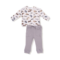 Drop Sleeve Waffle Top with Waffle Jogger