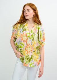 Tropical Floral Popover Top