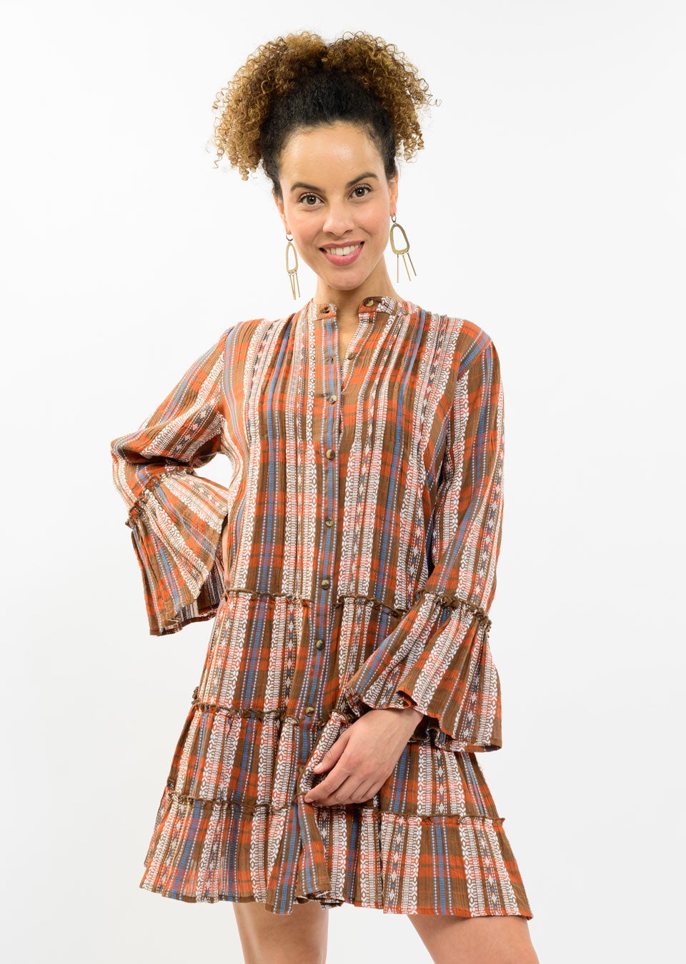 Multi Tiered Plaid Dress