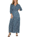 3/4 Sleeve Tiered Woven Maxi Dress