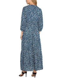 3/4 Sleeve Tiered Woven Maxi Dress