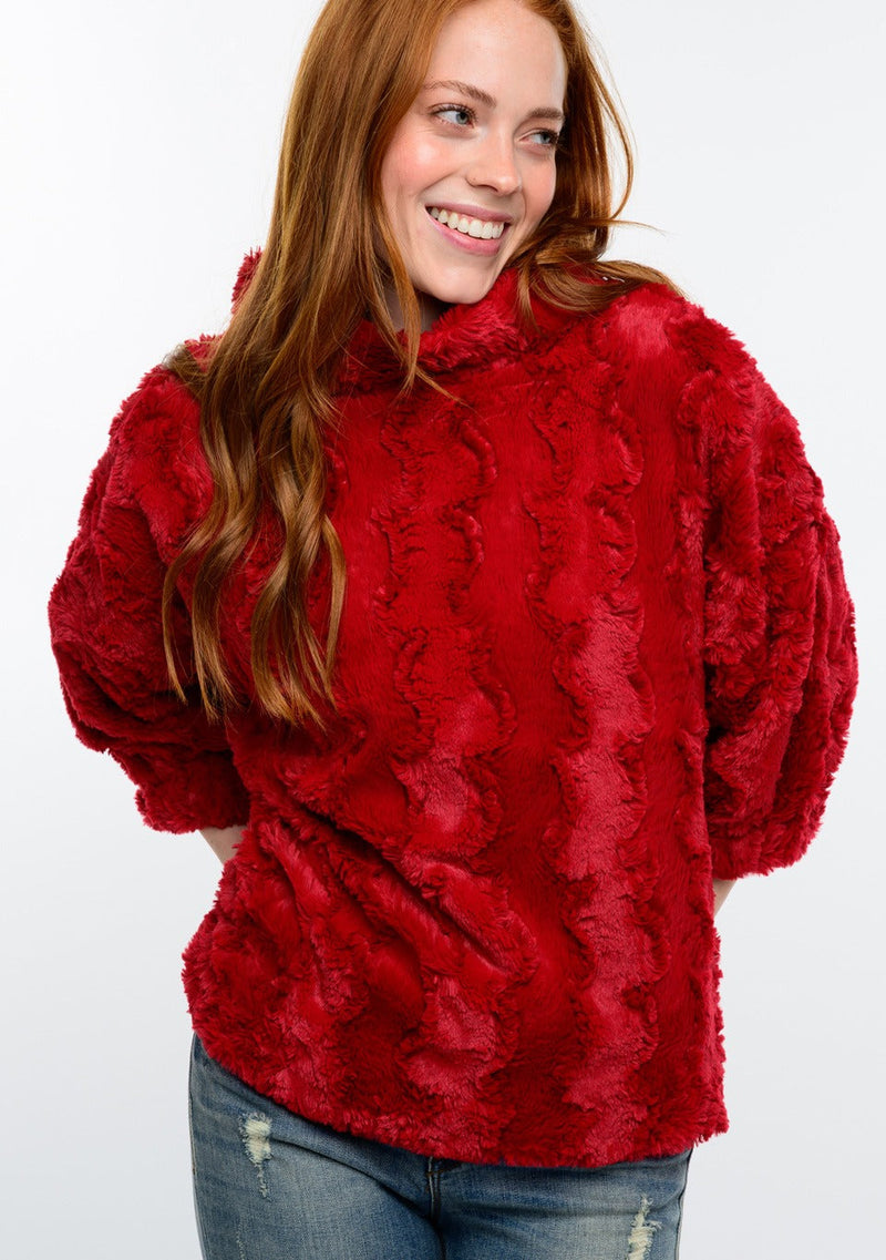 Poof Sleeve Fur Popover