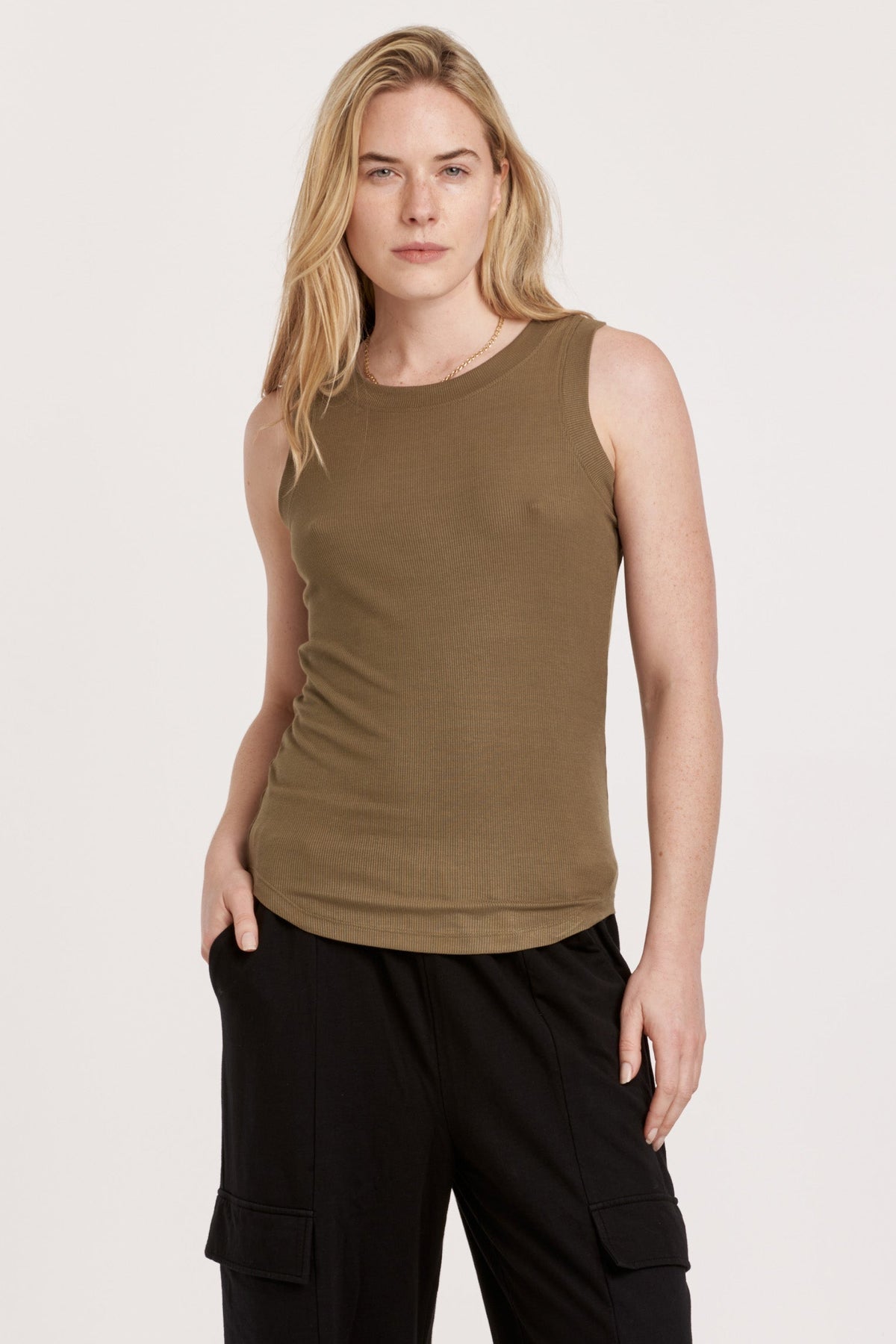 Cleo Ribbed Crew Neck Tank