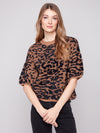 Hairy Jacquard Knit Balloon Shape Sweater