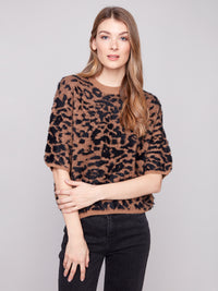 Hairy Jacquard Knit Balloon Shape Sweater