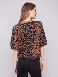 Hairy Jacquard Knit Balloon Shape Sweater