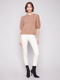 Elbow Sleeve Balloon Shape Sweater