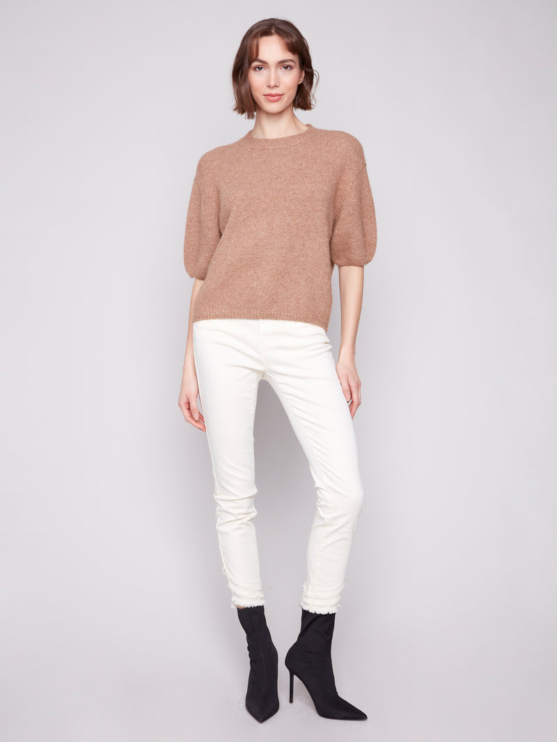 Elbow Sleeve Balloon Shape Sweater