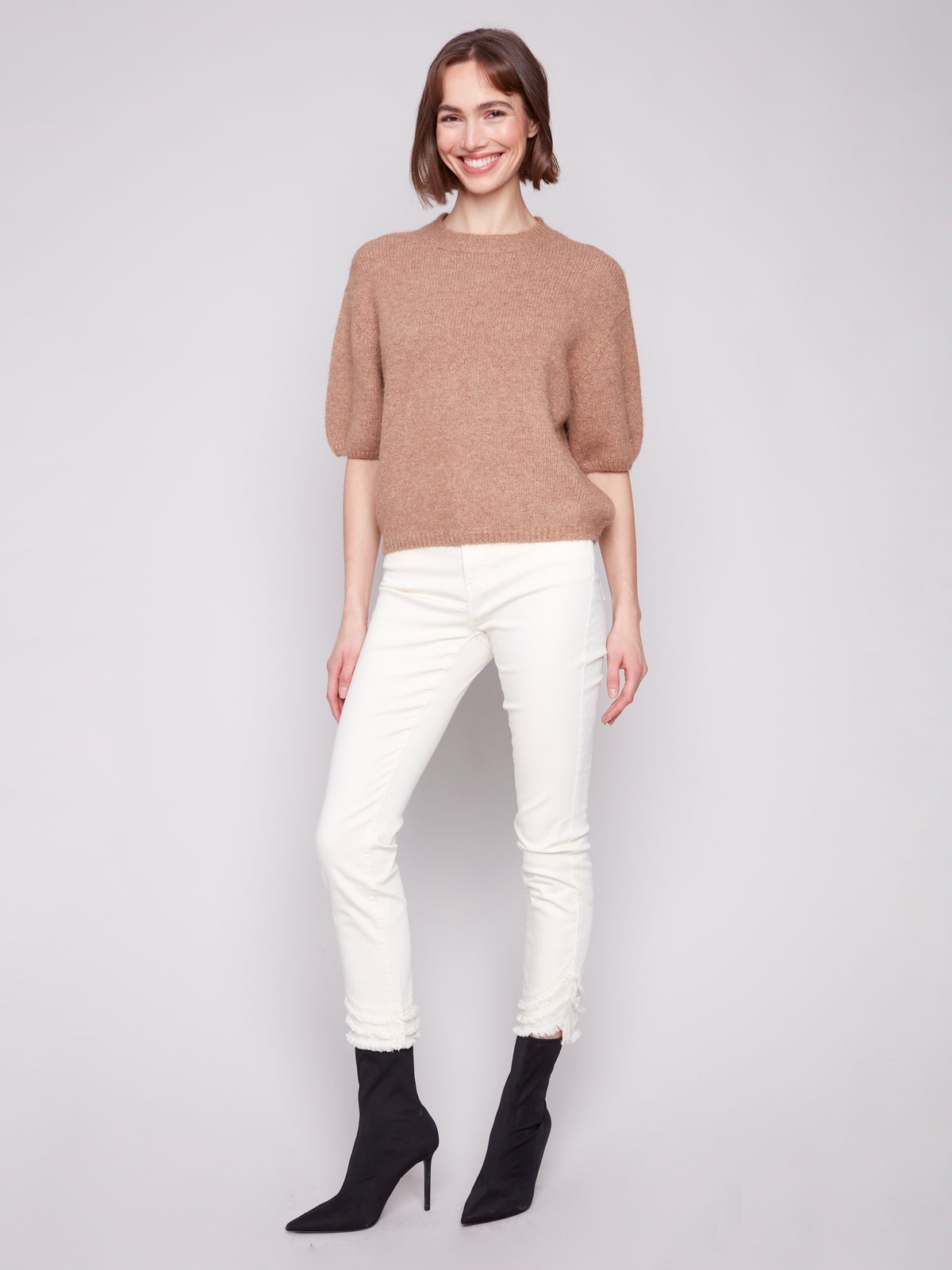 Elbow Sleeve Balloon Shape Sweater