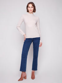 Mock Neck Textured Knit Sweater