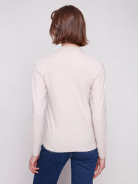 Mock Neck Textured Knit Sweater