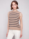 Sleeveless V-Neck Striped Sweater Vest