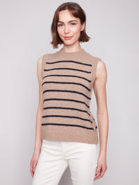 Sleeveless V-Neck Striped Sweater Vest