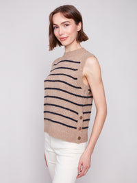 Sleeveless V-Neck Striped Sweater Vest