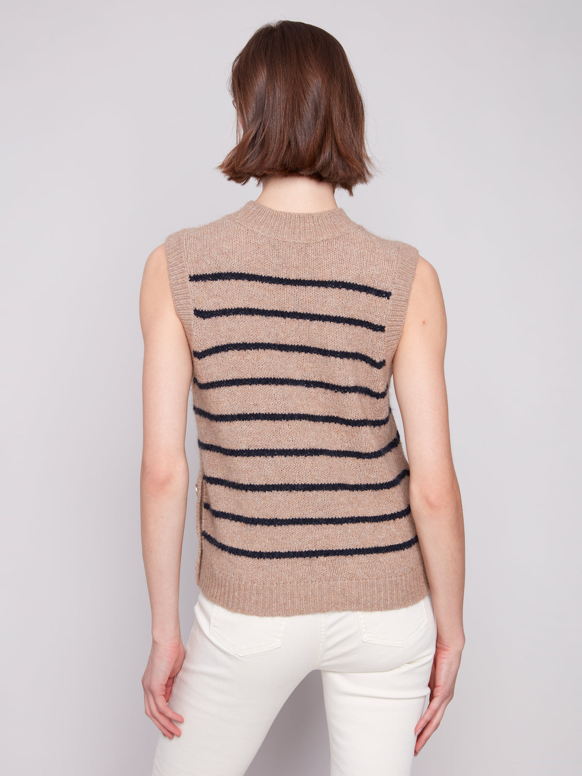 Sleeveless V-Neck Striped Sweater Vest