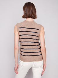 Sleeveless V-Neck Striped Sweater Vest