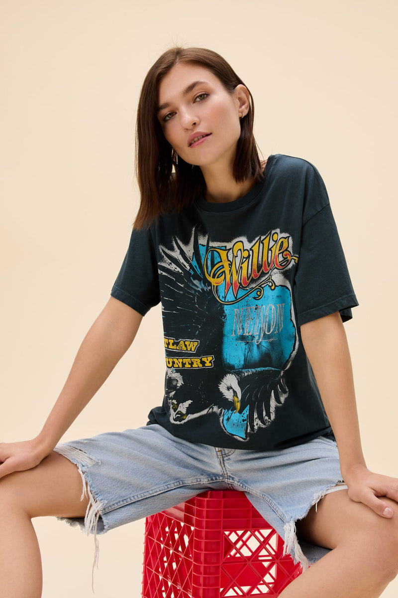 Willie Nelson Outlaw Country Boyfriend Tee