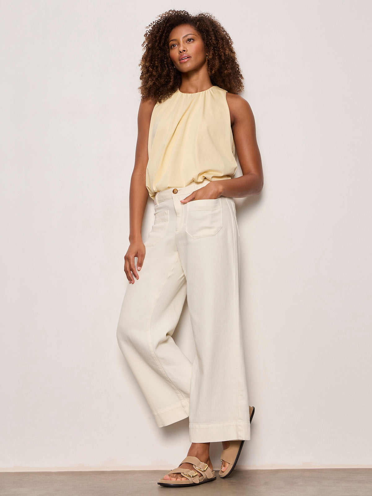 Soft Marine Wide Leg Crop Pant