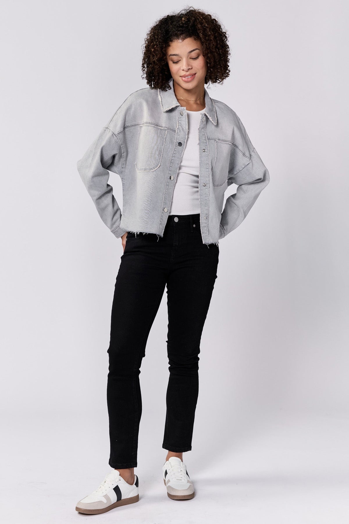 Gina Cropped Denim Boxy Jacket