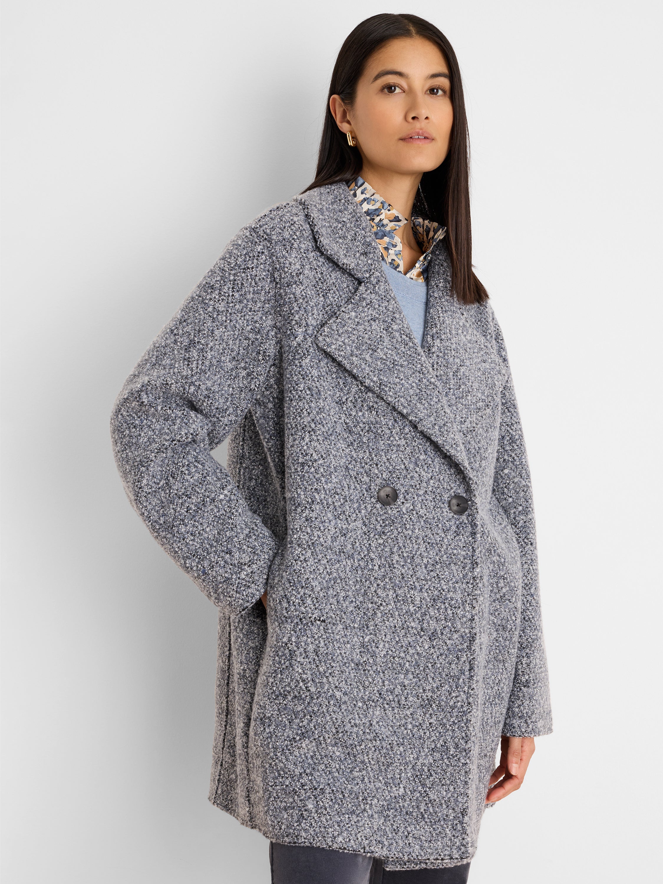 Mixed Boucle Knit Jacket
