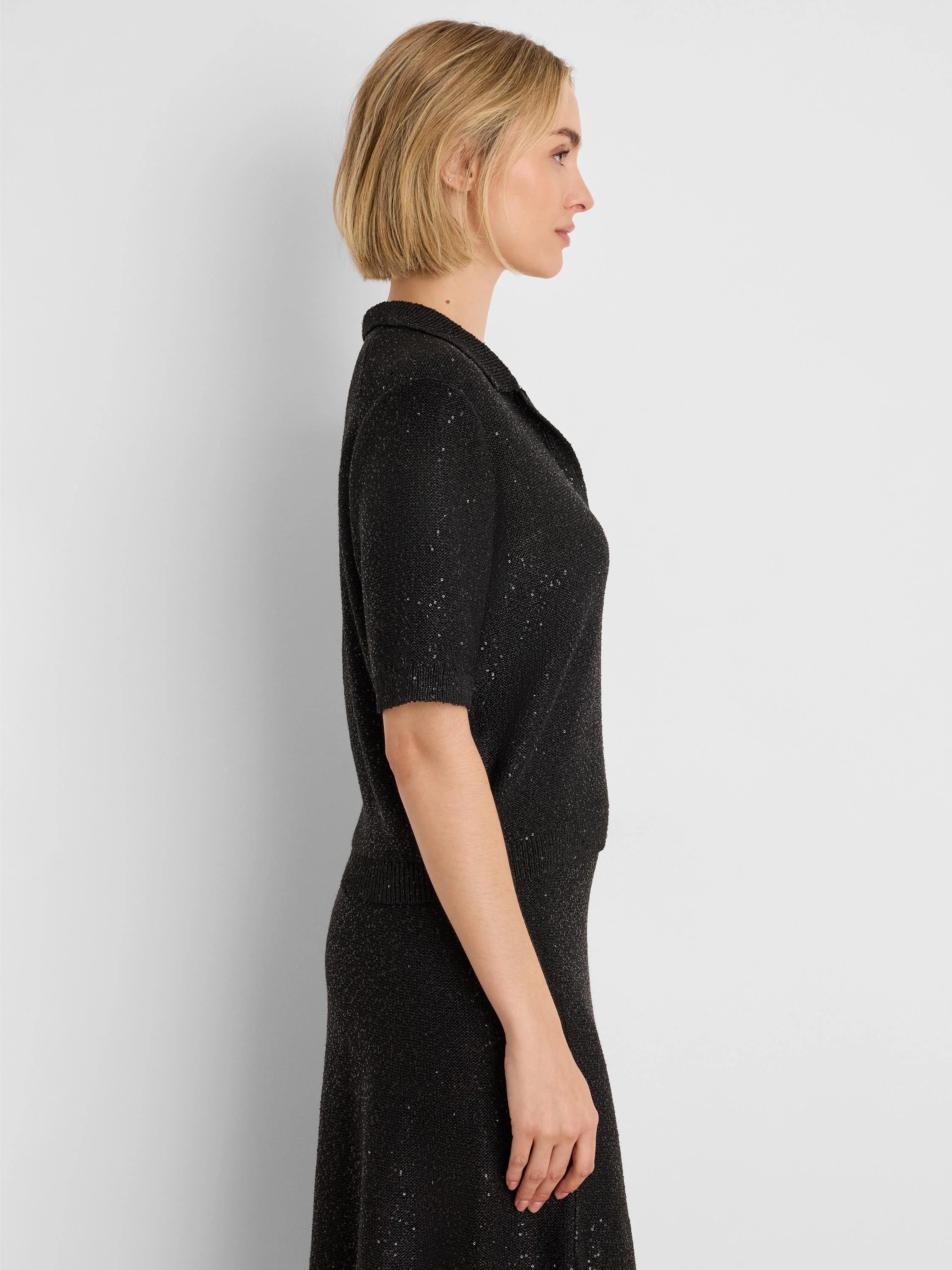 Sequin Polo Sweater