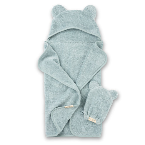 Hooded Towel + Wash Mitt Set Fog