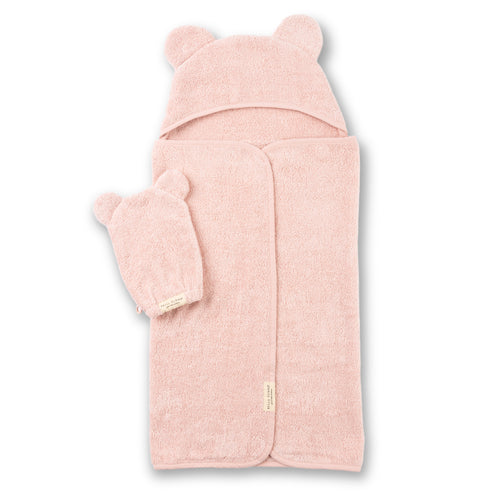 Hooded Towel + Wash Mitt Set Blush