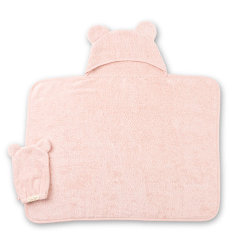 Hooded Towel + Wash Mitt Set Blush