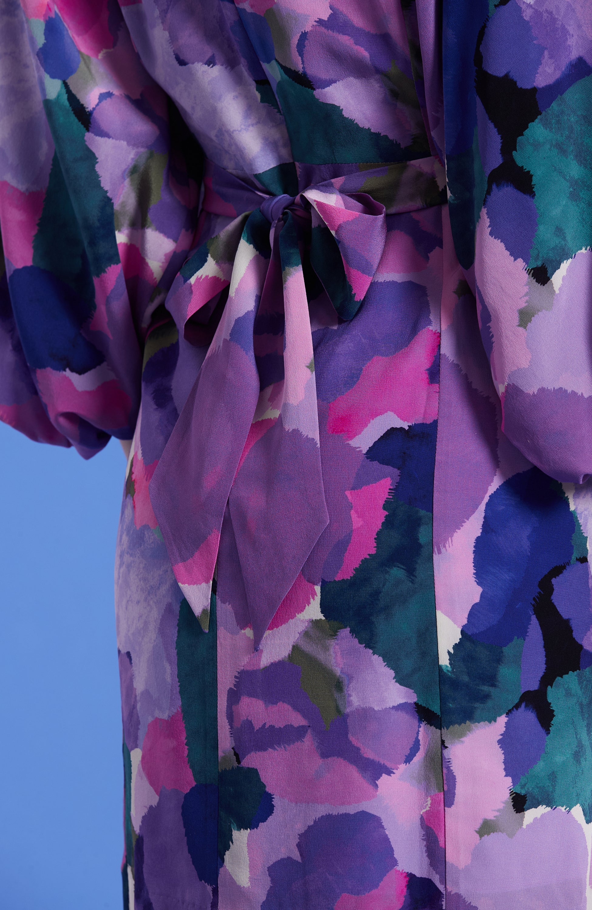 silk watercolor dress Xena Watercolor Flora Embroidery Strap Dress in Silk-Linen S/P