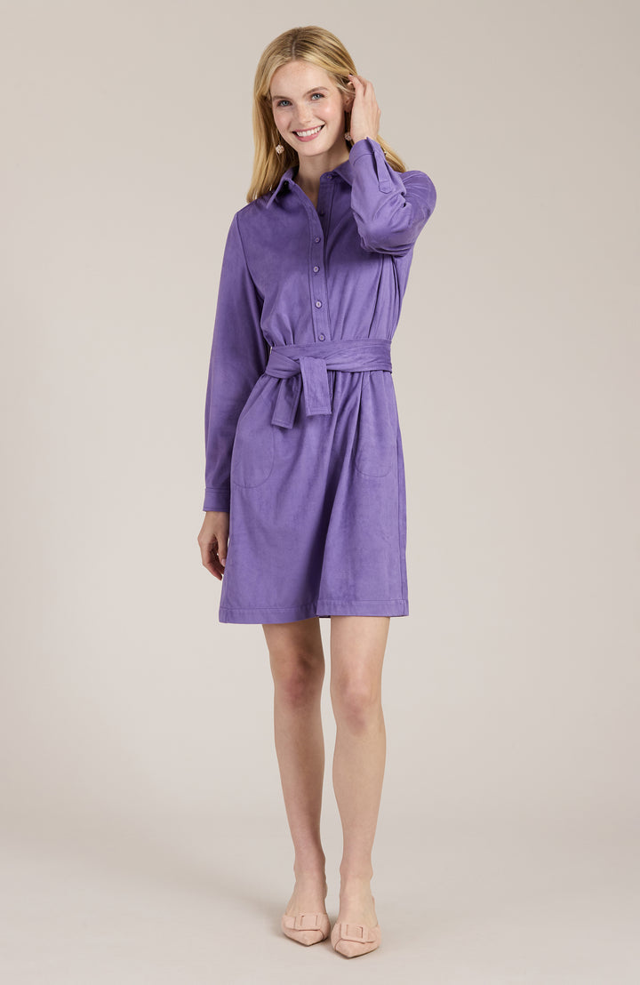 Ziva Faux Suede Shirt Dress